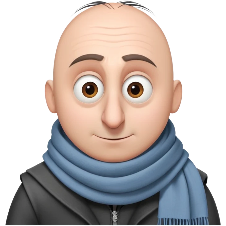 Gru from Despicable Me with his long nose and scarf emoji