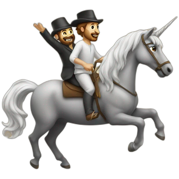 2 jews riding unicorn emoji