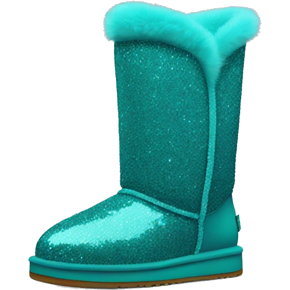 Realistic teal glitter and fur Ugg boots. emoji