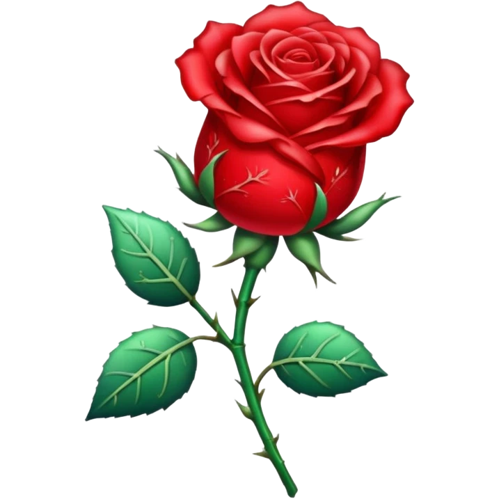 Red chrystalised rose and stem emoji