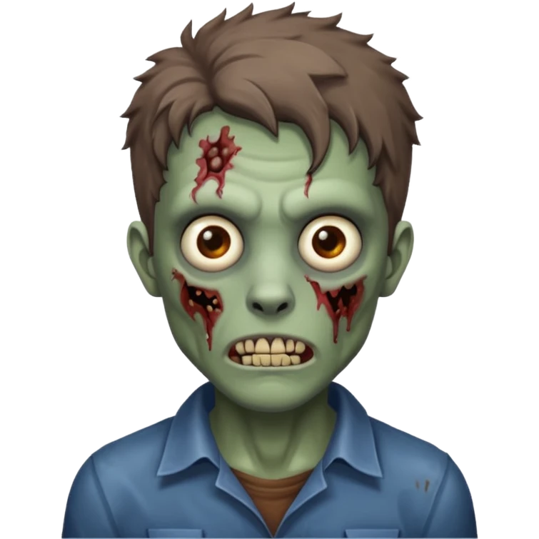 Zombie with lil bit curly medium brown hair in wolf cut hair style emoji