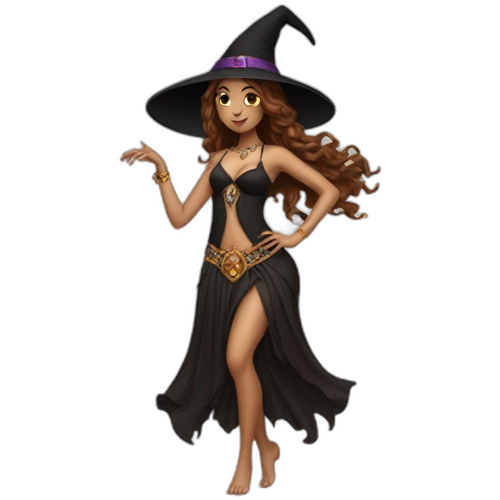 witch with bellydance dress white woman brown hair emoji