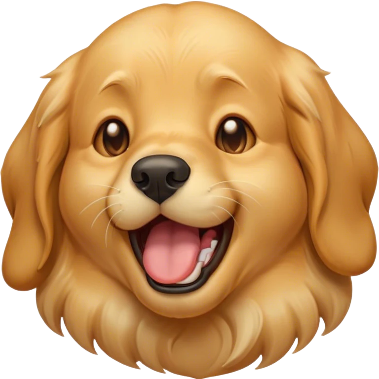 Cinematic Cute Yawning Golden Retriever Portrait Emoji, Head tilted slightly with a dramatic, wide-open yawn, revealing a silky golden coat with a subtle shimmer, floppy ears slightly drooping, round brown eyes barely open in drowsy contentment, Simplified yet irresistibly adorable features, highly detailed, glowing with a soft, cozy glow, high shine, relaxed yet expressive, stylized with a touch of whimsy, bright and endearing, soft glowing outline, capturing the essence of a sleepy yet affectionate companion, so drowsy it feels like it could stretch out of the screen and curl up for a nap! emoji