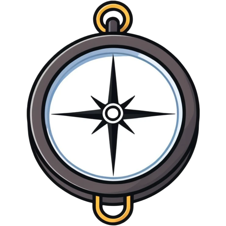 The standard iOS compass emoji 🧭 with a thin white ribbon threaded through the small metal loop at the top emoji