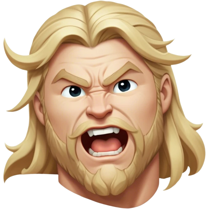 Cinematic Realistic Thor Portrait, head tilted slightly with a dramatic, wide-open yawn, revealing a relaxed yet powerful presence. The natural interplay of light accentuates his muscular contours and tender expression, balancing his legendary might with an unexpectedly human moment of repose. emoji