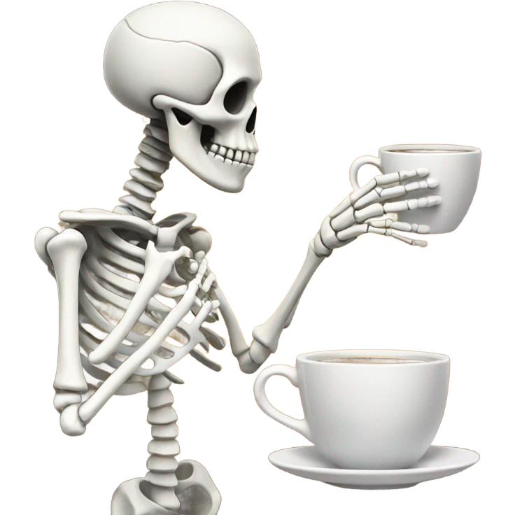 Skeleton with coffee emoji