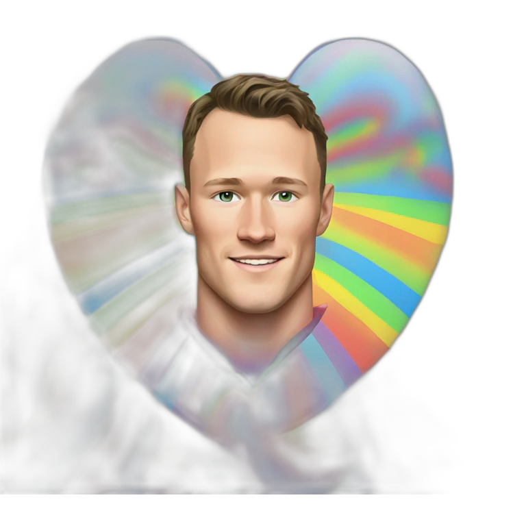 Jonathan Toews inside a rainbow heart emoji