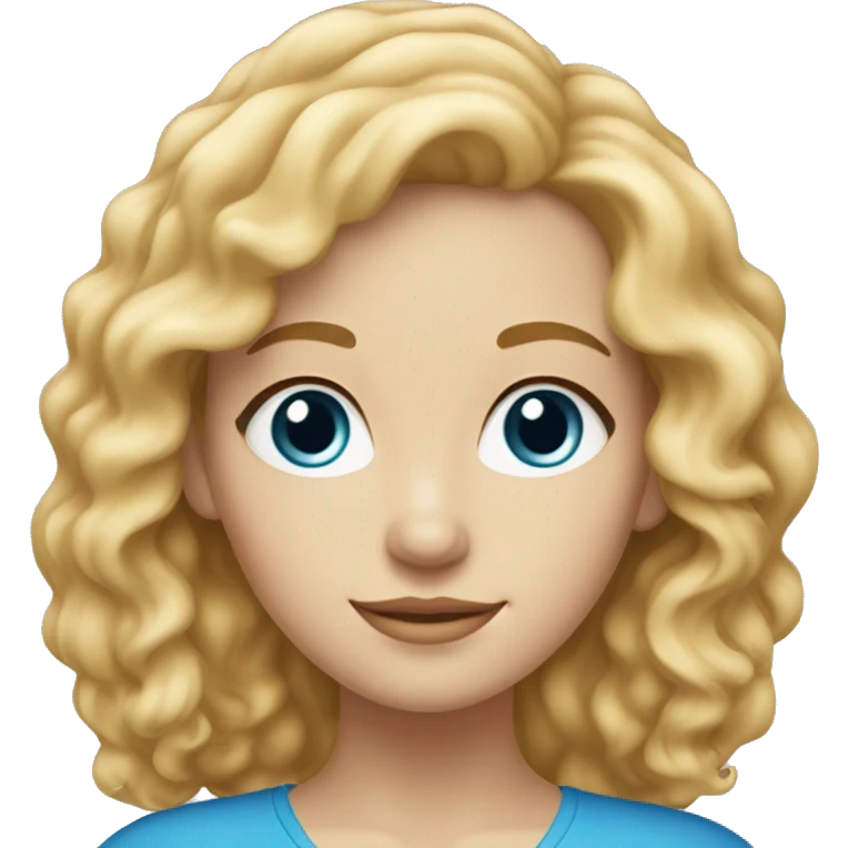 White strawberry blonde female with wavy hair and blue eyes  emoji