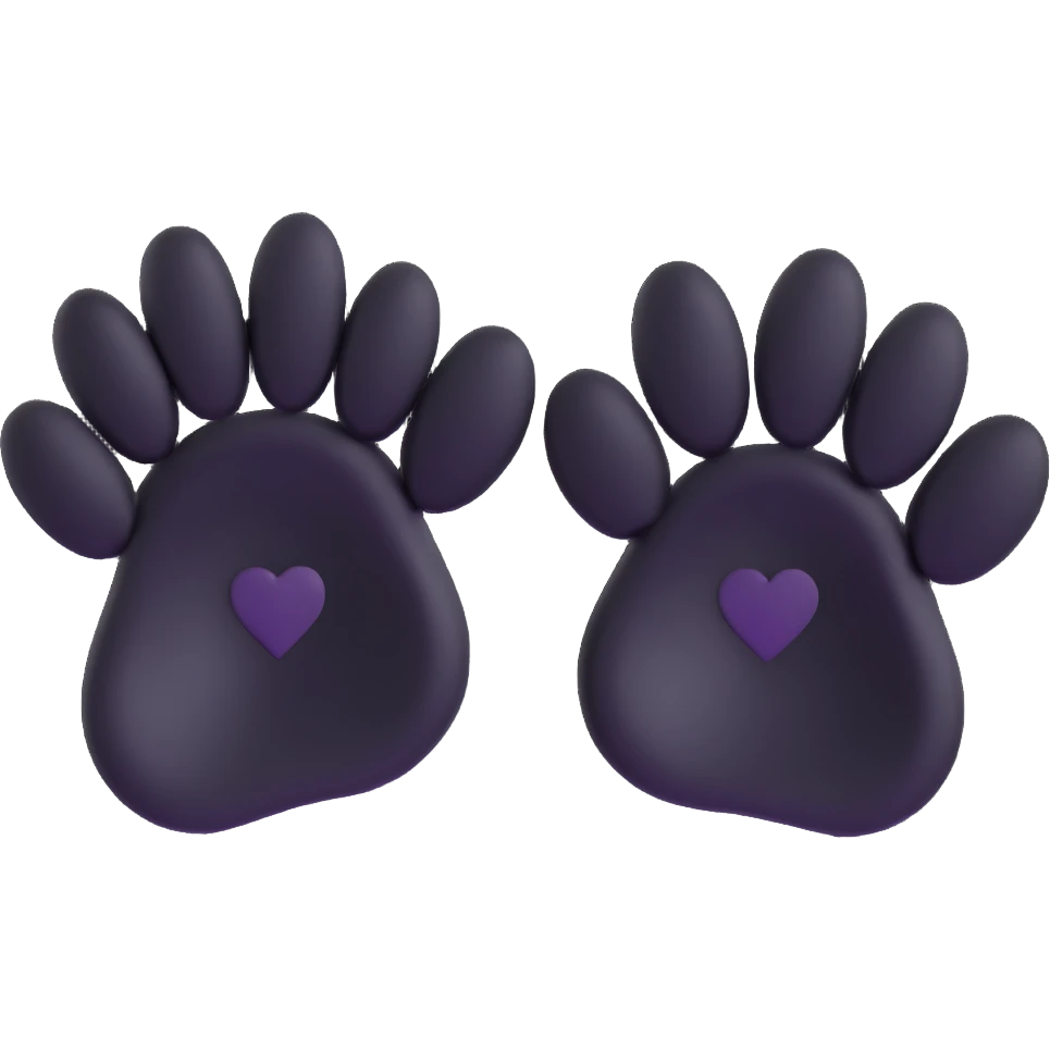 two black puppy paws with a black heart around them emoji