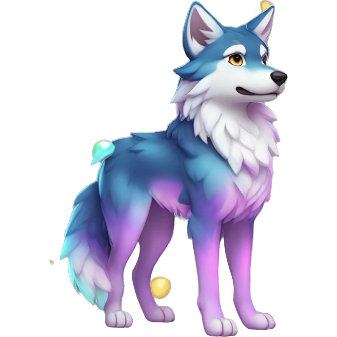 Colorful Shiny Fionbri-Falvie-sparkle-wolf-sona with markings full body emoji