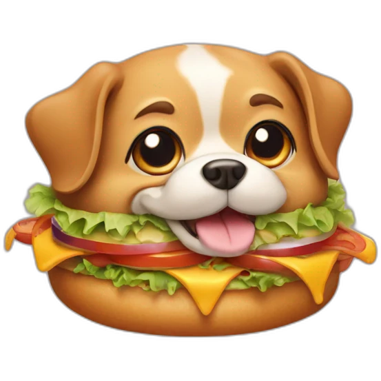 Dog with burger emoji