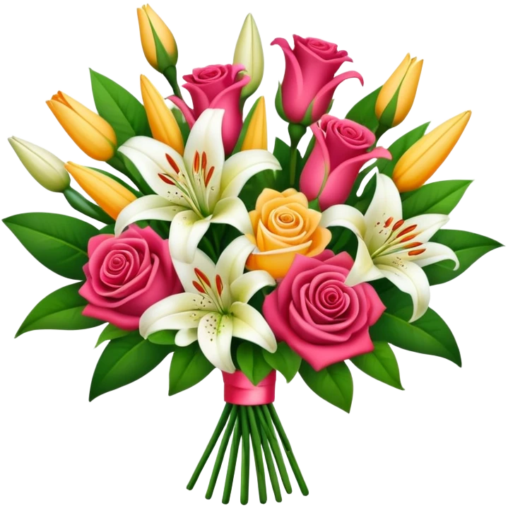 Flower bouquet with roses and lillies emoji