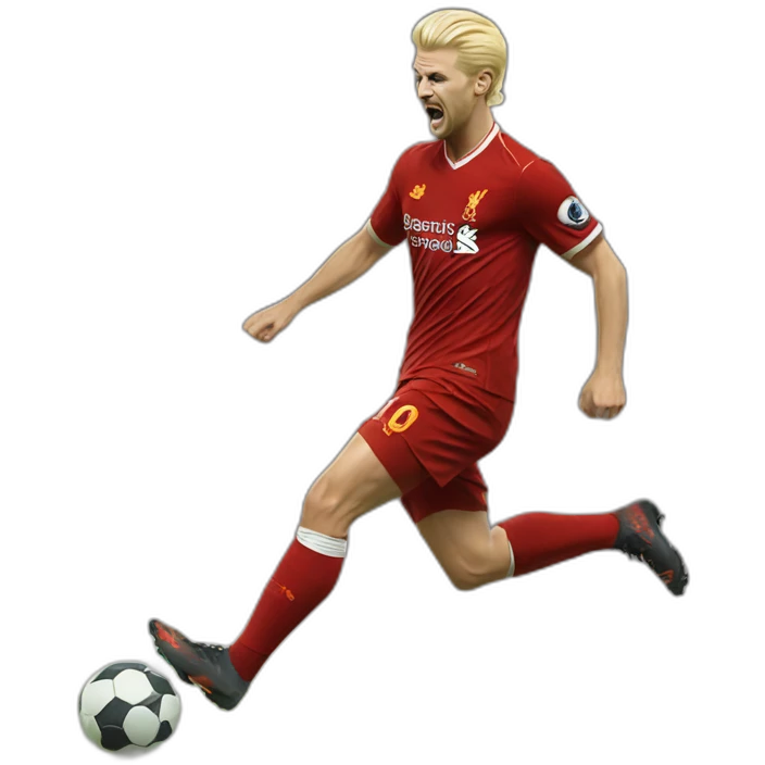blonde liverpool player kicking emoji