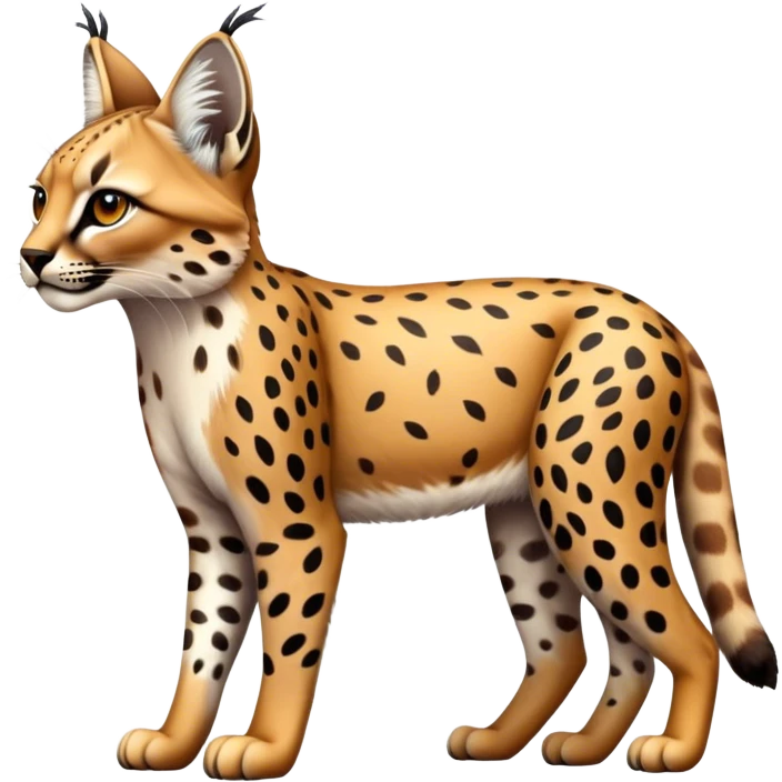 Cute realistic colorful bobcat-lynx-cheetah-caracal-leopard-hybrid-fusion-combination full body with patterns and markings emoji