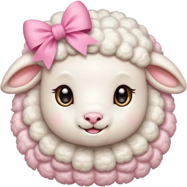 little white lamb with pink bow emoji