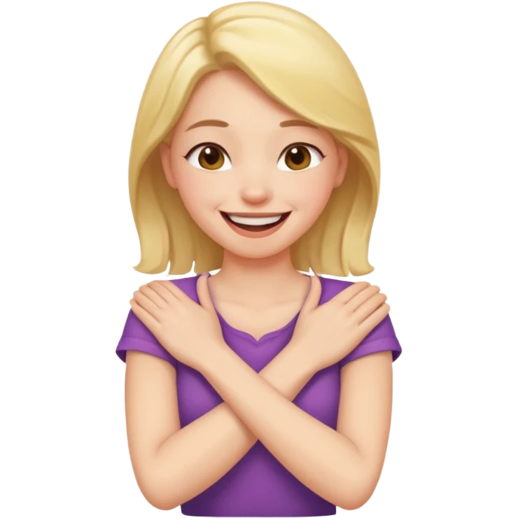 Arms crossed holding neck laughing girl emoji