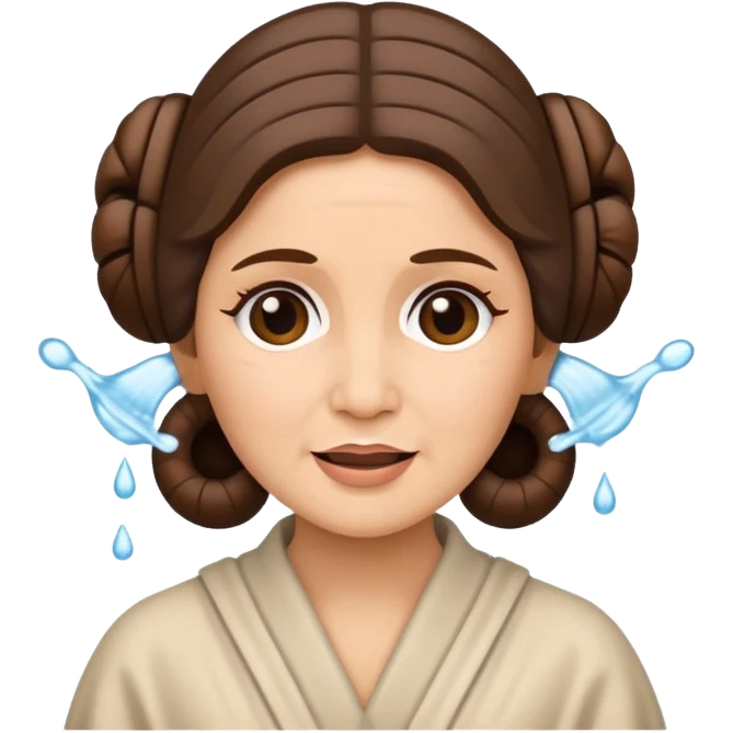 Princess Leia from Star Wars as an emoji, washing her face, happy, minimalistic emoji style emoji