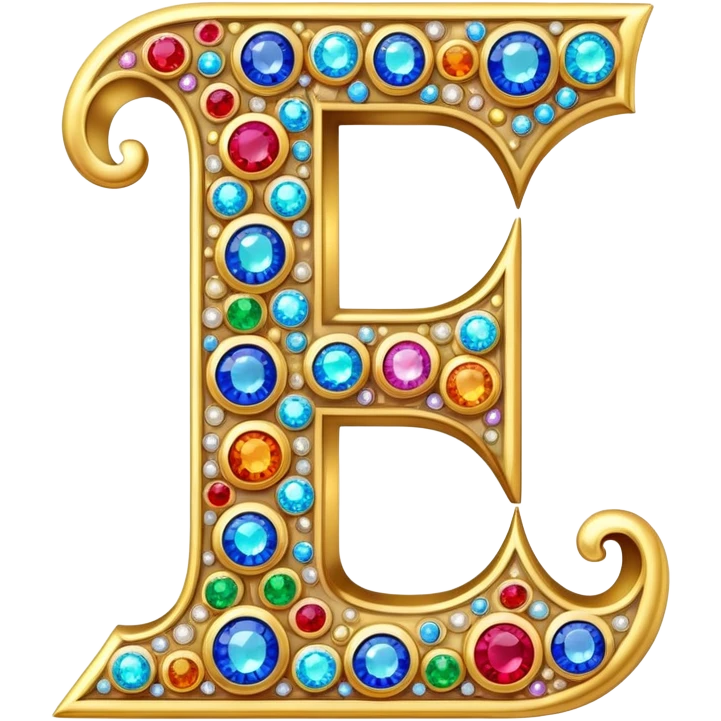 letter J decorated with colorful jewels and gems emoji