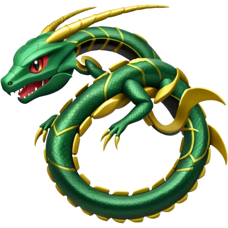 Mega rayuaza pokemon from pokemon anime and make it little cool emoji