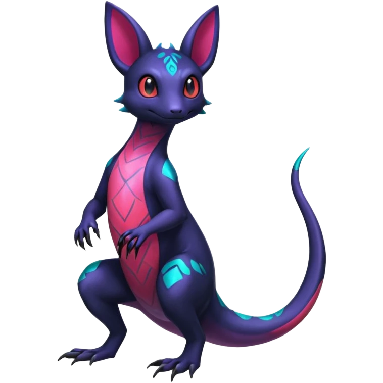 Anthropomorphic Scaley Exotic Salandit-Noibat-Umbreon-Fakémon-hybrid-creature (full body)  emoji
