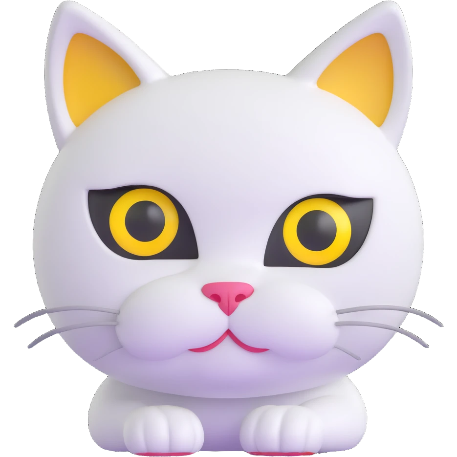 Pure white cat with yellow eyes emoji