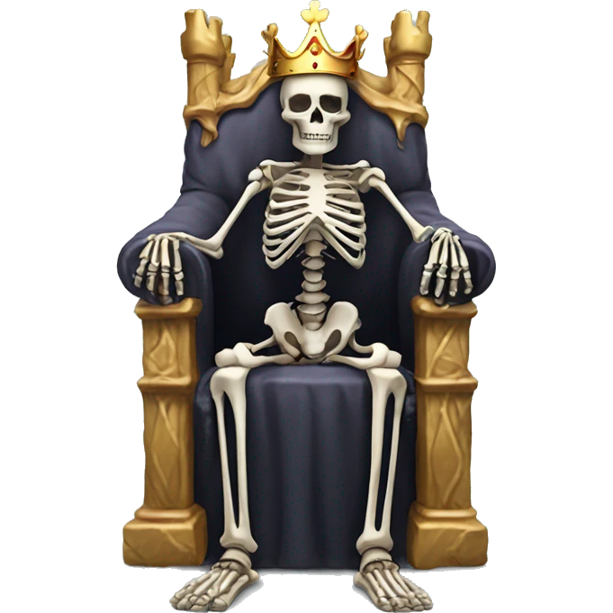 skeleton king waering a crown sat on a throne emoji