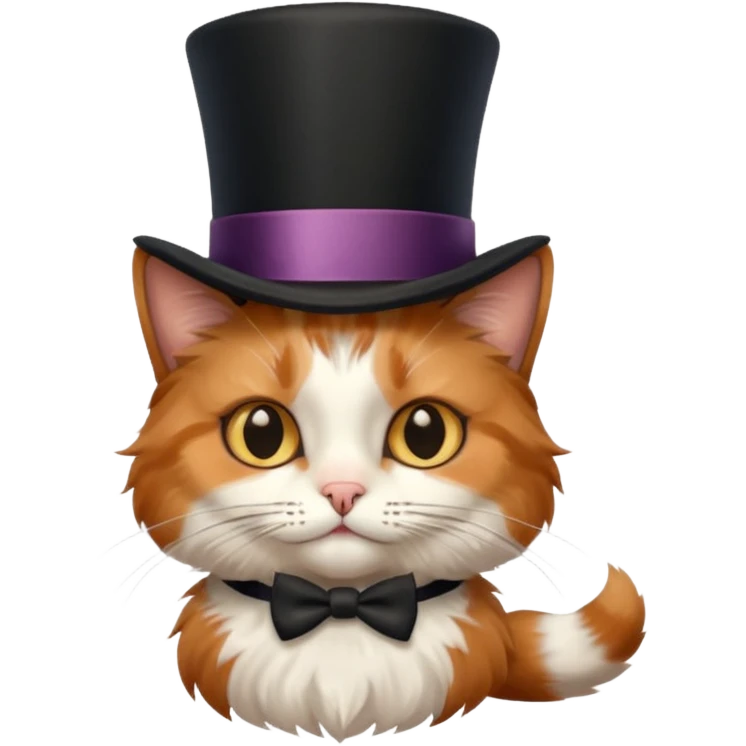 fluffy cat with a top hat emoji