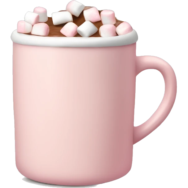 Light Pink mug of hot chocolate with marshmallows  emoji