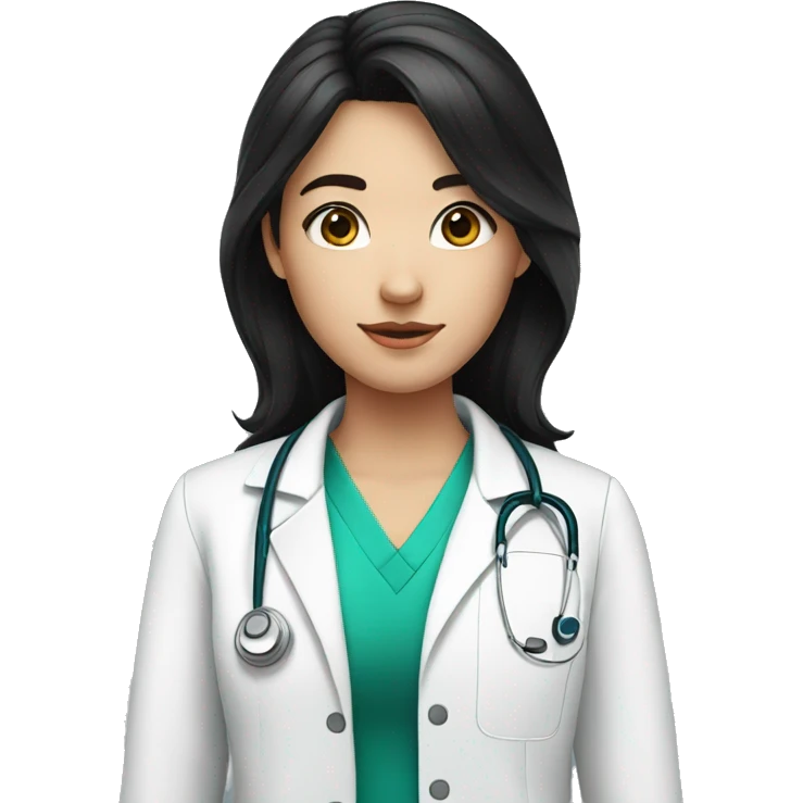 a teenager doctor student white skin, black hair emoji
