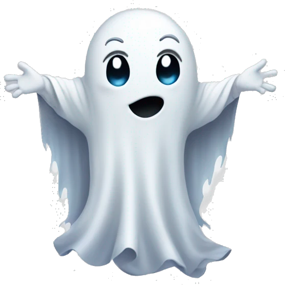 Hugging cute ghost emoji with heart emoji