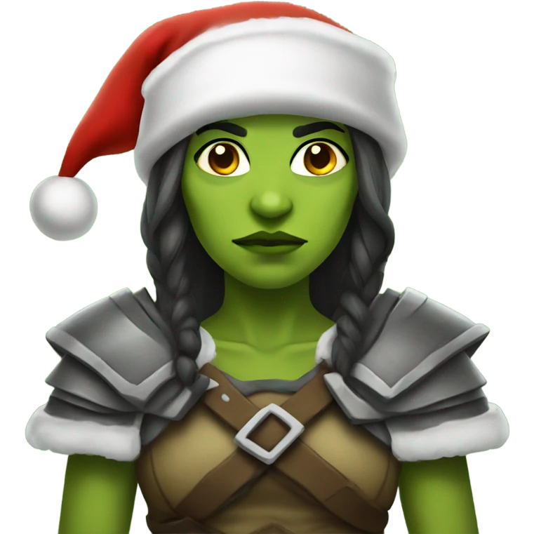 orc female warrior with santa hat emoji
