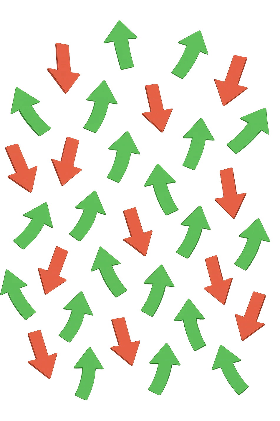 FRECCE ROSSE CHE SCENDONO E FRECCE VERDI CHE SALGONO, FLUTTUANO IN ARIA emoji