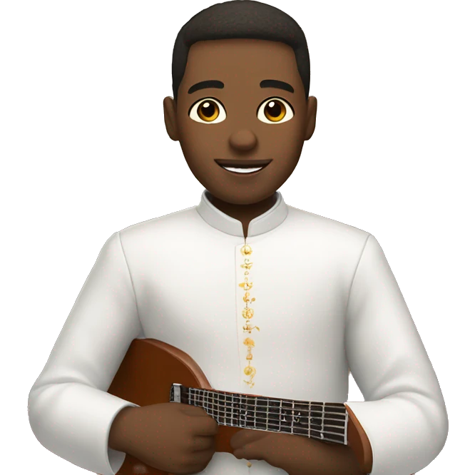 white choirboy in church with electric guitar in hand emoji