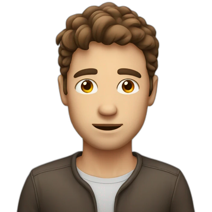 man with brown hair wit cute emotion emoji
