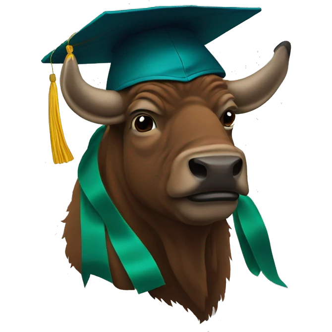 bison in graduation cap and gown emoji