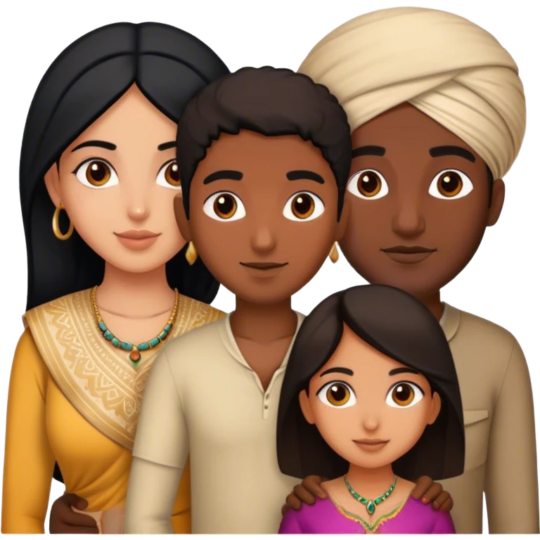 5 bestfriends: 2 North African men, 1 Iranian girl, 1 Indian girl, 1 black man emoji