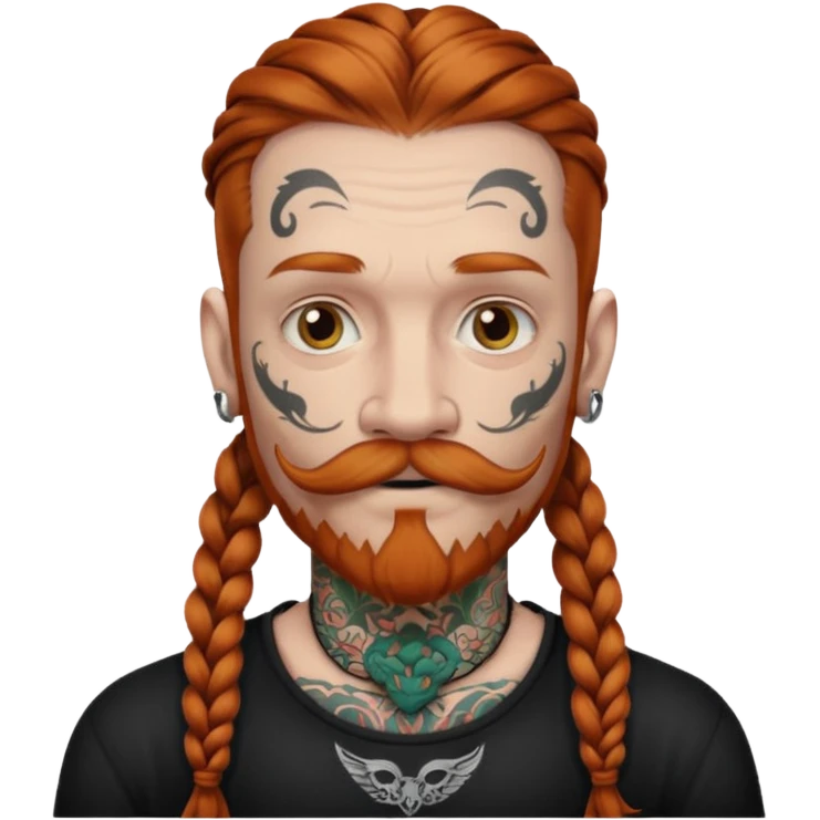dark ginger braids man very white mustache old very tattoed with the whitest mustache ever emoji