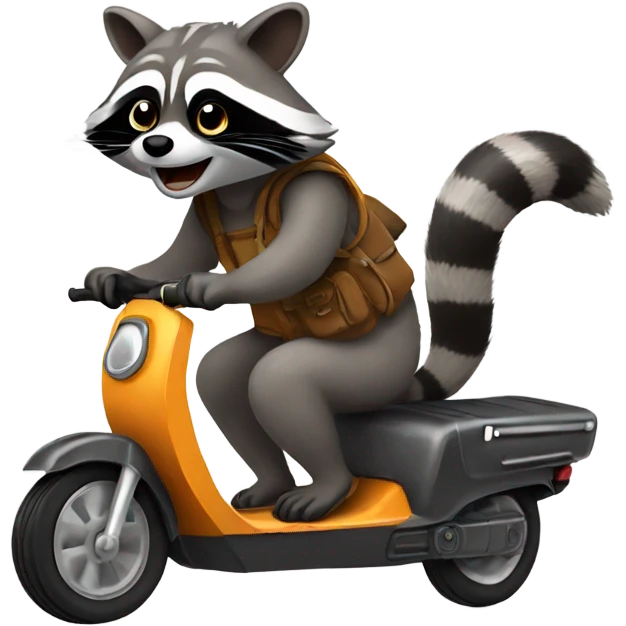 Raccoon riding a scooter ￼ emoji