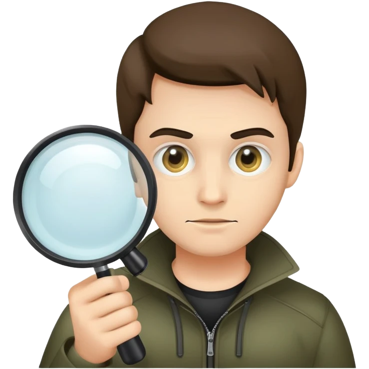 hacker with magnifying glass collecting information emoji