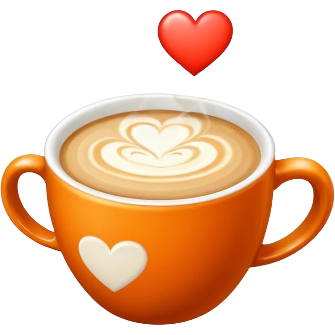 Coffee latte art in a clean orange-color mug emoji