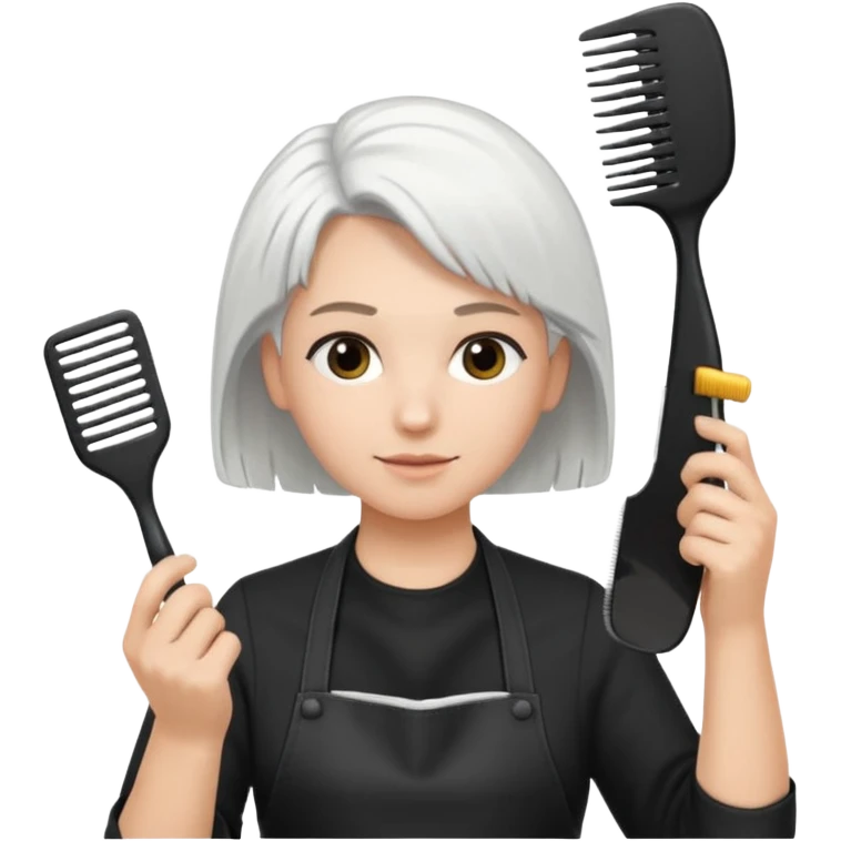 white hairstylist doing someones hair emoji