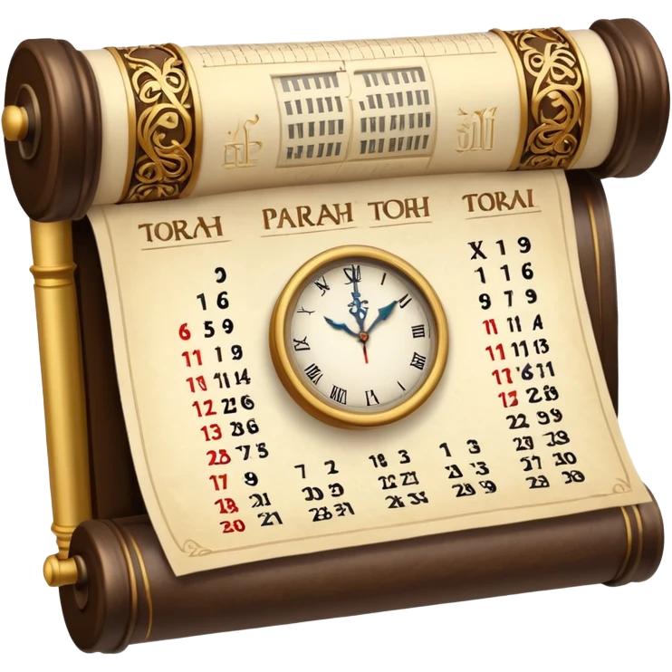 calendar with a clock and a torah scroll emoji