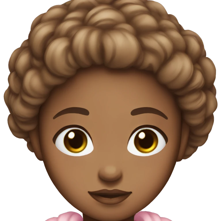 brown doll eyes, brown hair, feminine, pink, girl, angelic emoji