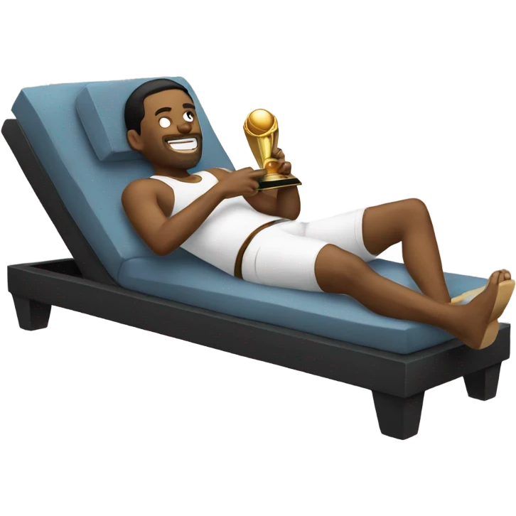 Lounging with a championship emoji