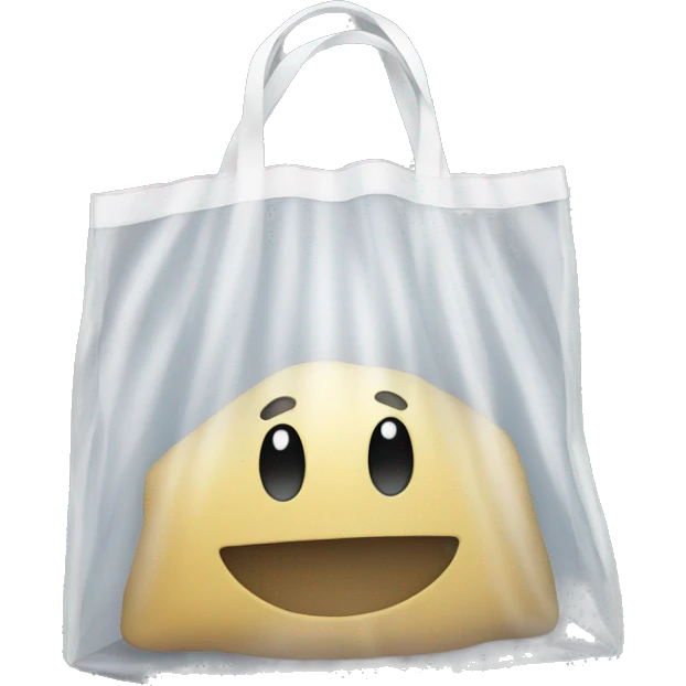 A see through bag filled with white  emoji