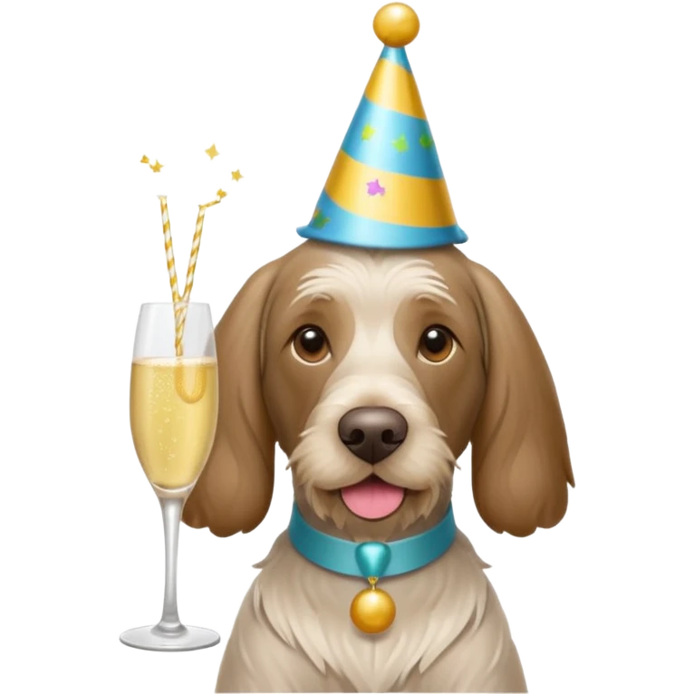 Spinone dog drink champagne emoji