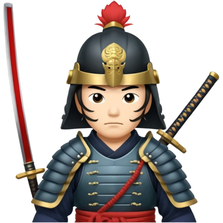 samurai lord, Armored noble with katana at side, kabuto helmet, stern posture. emoji