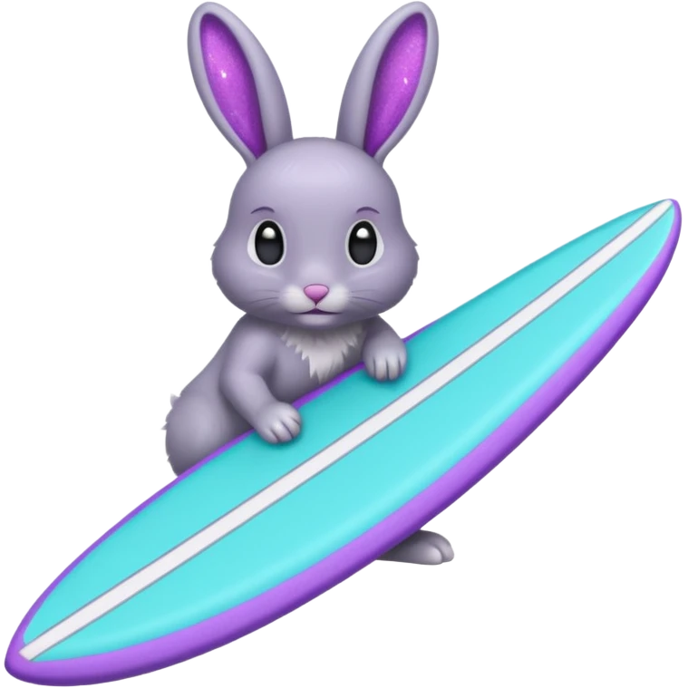 glitter gray bunny purple cian surf emoji
