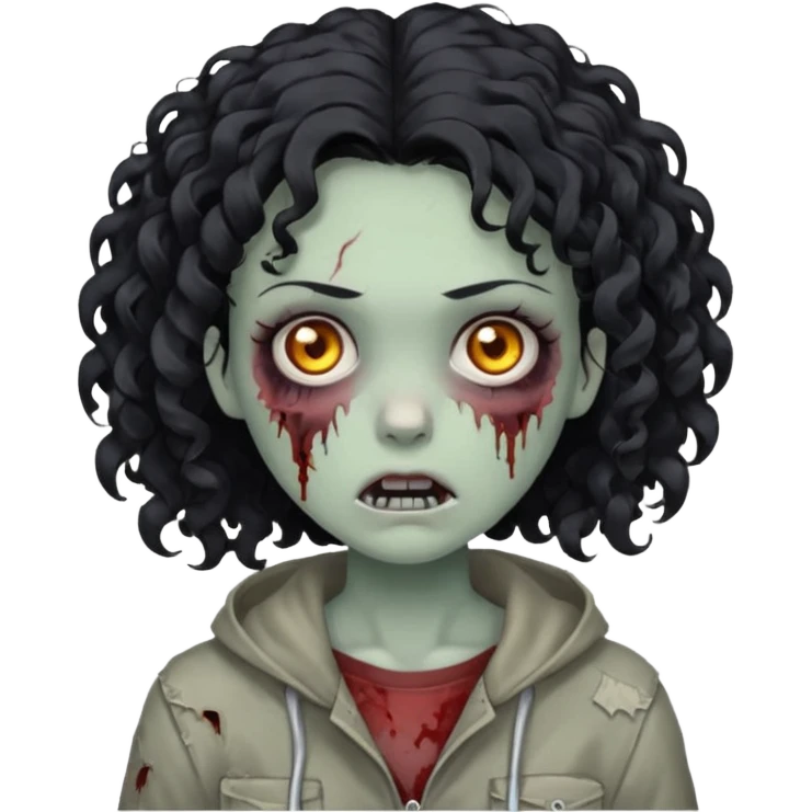 garota zumbi com cabelo cacheado preto emoji
