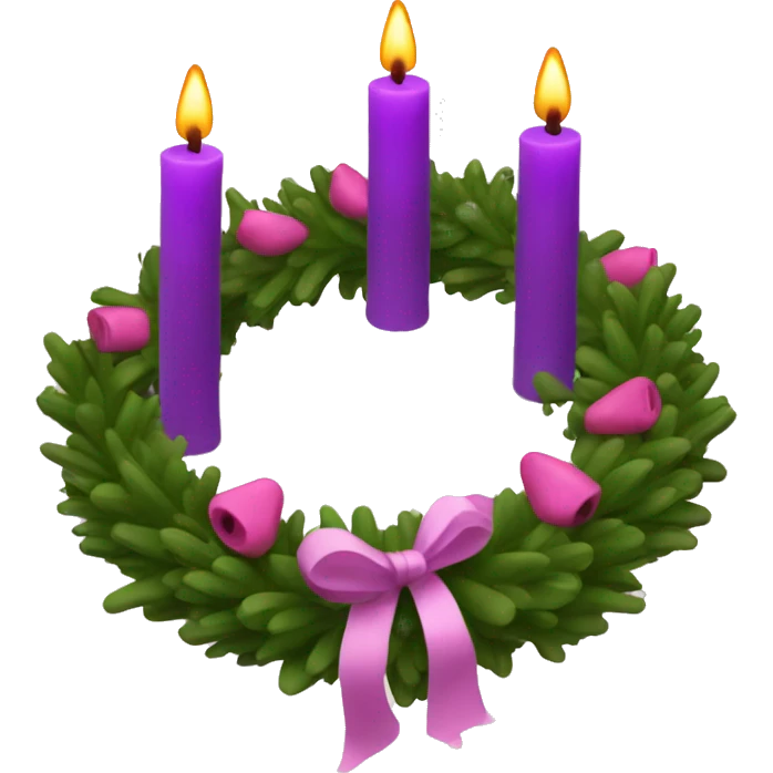 Advent wreath  with 3 purple candles and 1 pink candle emoji